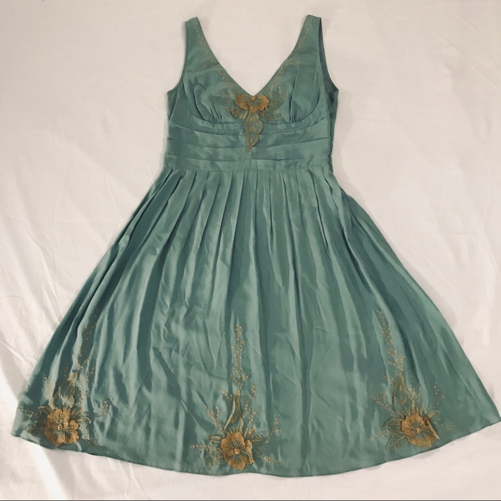 Gorgeous aqua silk Anthropologie party frock